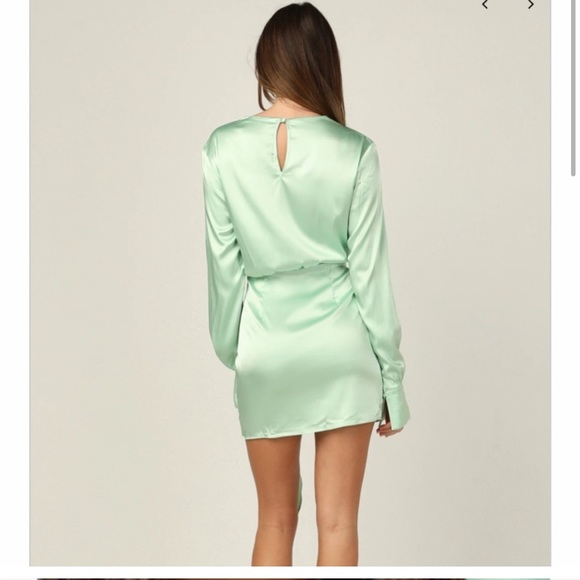 GOLD runway scout gold satin mini dress with front tie - Picture 2 of 4